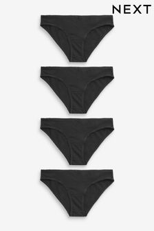 Black Bikini Cotton Rich Knickers 4 Pack (U95409) | £9