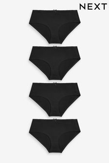 Black Short Cotton Rich Knickers 4 Pack (U95544) | £9