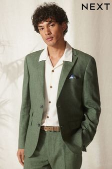 Green Tailored Fit Linen Blend Suit (U95952) | £89