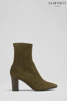 L.K.Bennett Alice Green Stretch Suede Ankle Boots (U96955) | £329