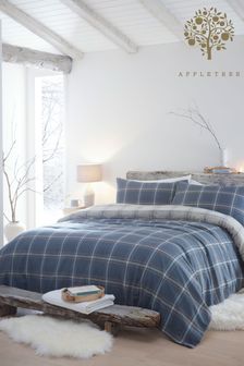 Appletree Navy Blue Hygge Aviemore Duvet Cover and Pillowcase Set