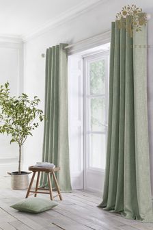 Appletree Green Boucle Eyelet Curtains