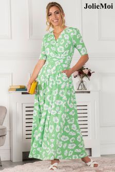 Jolie Moi Green Freya Floral Print Maxi Dress