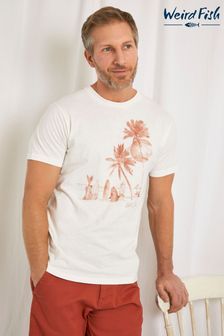 Weird Fish Cream Shoreline Linen Blend Graphic T-Shirt