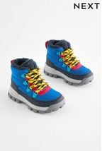 Blue Quilted Lace-Up Hiker Boots