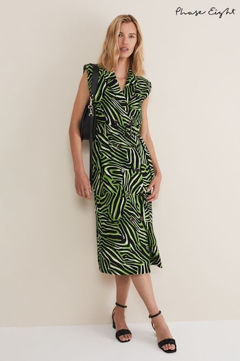 Phase Eight Green Trinny Zebra Trench Midi Dress (100056) | £129