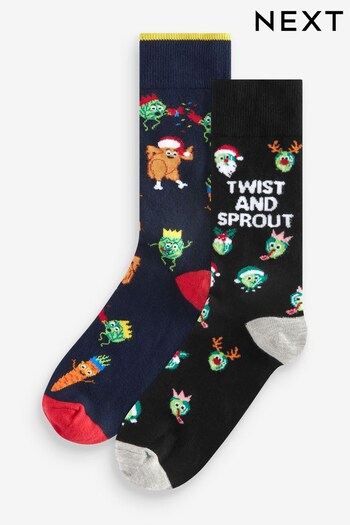 Twist and Sprout Pattern 2 Pack Novelty Socks (100084) | £7