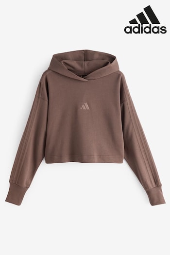 adidas Brown ALL SZN French Terry 3 Stripes Hoodie (100139) | £45