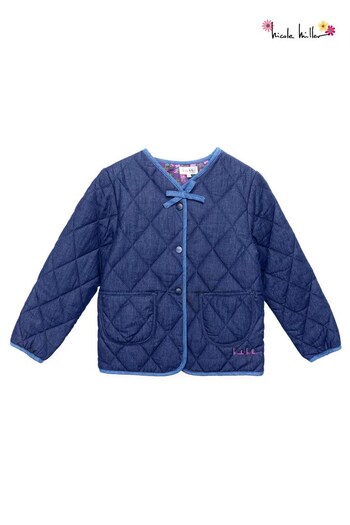Nicole Miller Blue Quilted Chambray Coat (100340) | £37 - £40