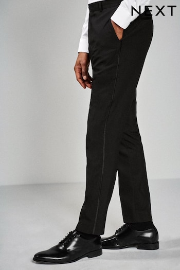 Black with Tape Detail Slim Fit Tuxedo Suit Plus Trousers (100392) | £35