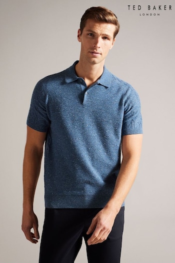 Ted Baker Sky Blue Ustee Nep Polo Shirt With Cable Detail (100682) | £85