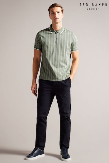 Ted Baker Green Nep Polo Shirt With Cable Detail (100736) | £85