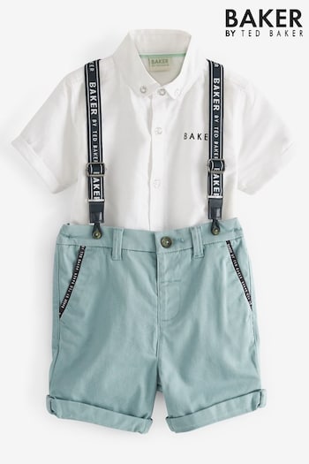 Baker by Ted Baker Blue Shirt Chino Short and Braces Set (100797) | £45 - £50