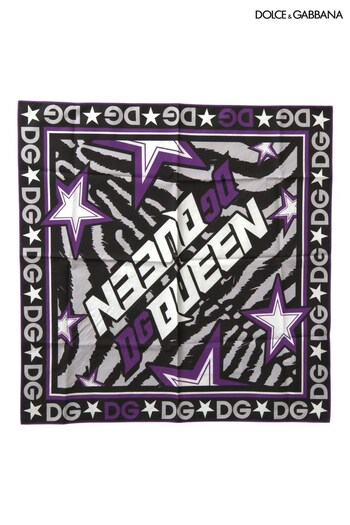 Dolce&Gabbana Natural Square Silk Scarf with Logo Details (101173) | £255