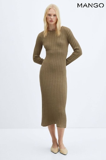 Mango Knitted Rib puff dress (101210) | £50