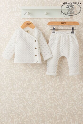 Mamas & Papas x Laura Ashley Cream Quilted Jacket and Trouser 2 Piece Set (101279) | £35