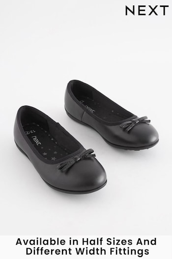 Black Wide Fit (G) School Leather Ballet Shoes naranjas (101452) | £24 - £31