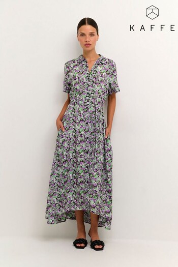 Kaffe Green Loraina Short Sleeve Shirt Dress (101651) | £70
