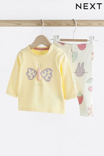 Yellow Butterfly Baby Top And Leggings Set (101653) | £12 - £14