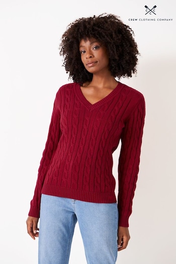 Crew Clothing Company Red Ruby Textured Cotton Jumper (101699) | £59