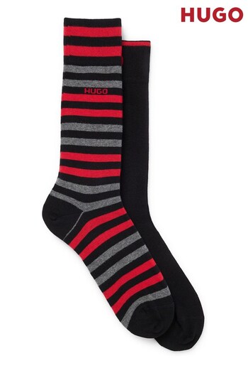 HUGO Cotton Blend Stripe & Logo Socks 2 Pack (101831) | £16