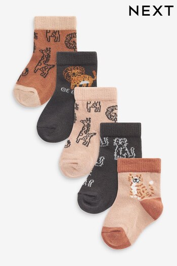 Brown Lion Baby Socks Five Pack (0mths-2yrs) (102207) | £6.50