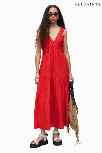 AllSaints Red Riri Broderie Dress (102753) | £199