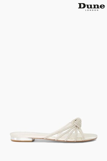 Dune London Cream Newlie Crystal Knot Flat Sandals (102834) | £120