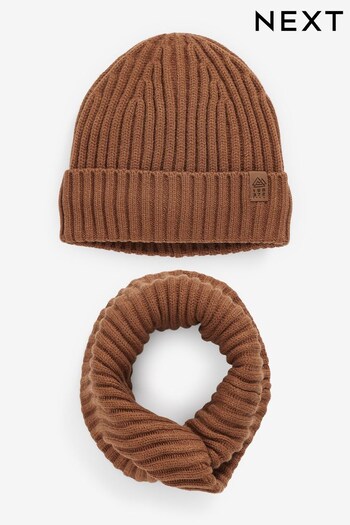 Rust Brown Knitted Snood and Hat Set (1-16yrs) (102960) | £12 - £20