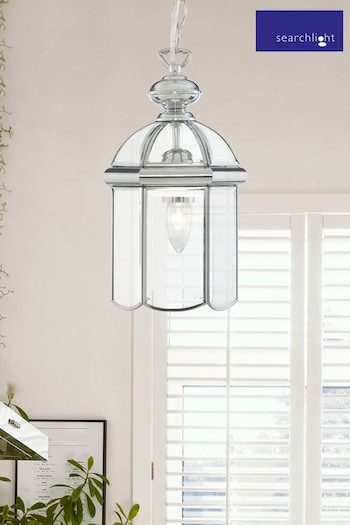 Searchlight Chrome Larch Glass Domed Pendant Ceiling Light (103132) | £69
