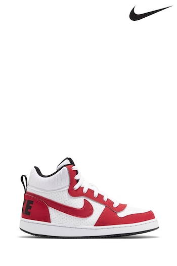 Nike White/Red Court Borough Mid Shoes (103137) | £55