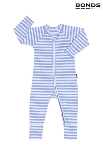 Bonds Blue Stripe Zip Sleepsuit (103291) | £22