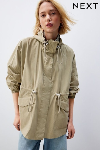 Khaki Green Shower Resistant Waisted Raincoat (103353) | £68