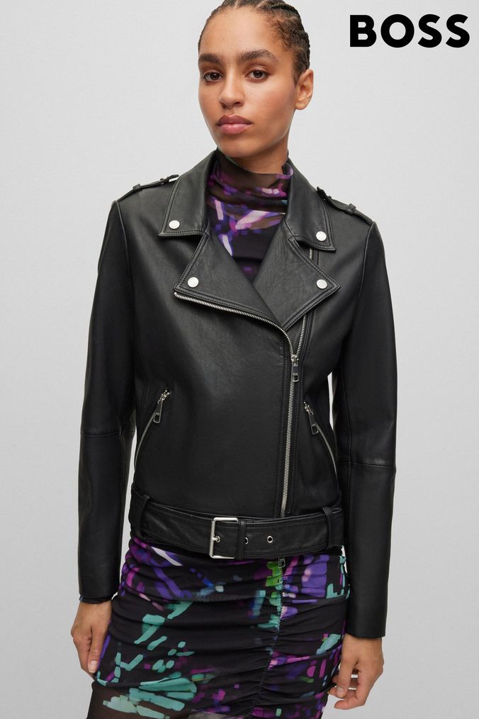 Hugo boss leather shop jacket womens sale