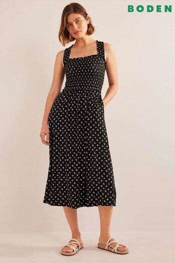 Boden Black Cross-Back Jersey Midi Dress (103495) | £98