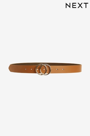Tan Brown Leather Circle Buckle Jeans Belt (103581) | £17