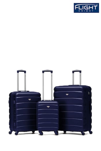 Flight Knight Black Set of 3 Hardcase Large Check in Suitcases and Cabin Case (103628) | £150