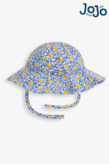 JoJo Maman Bébé White Girls' Lemon Bloom Floppy Sun Hat (103635) | £14