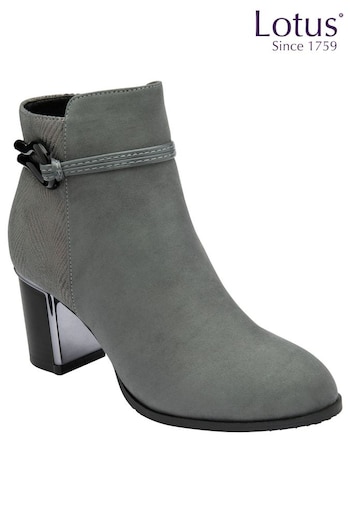 Lotus Grey Leather Ankle Boots (103713) | £65