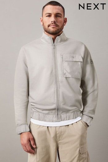 Light Grey Non-Hooded Utility Zip Through Jacket (103731) | £36