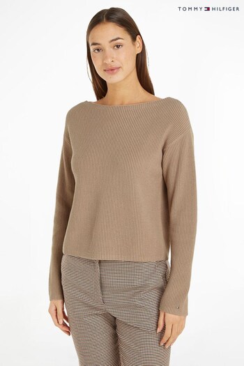 Tommy Hilfiger Cream Open Neck Sweater (104061) | £140