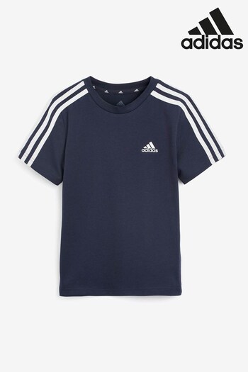 adidas Navy Junior Essentials 3-Stripes T-Shirt (104286) | £15