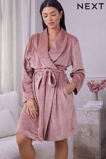 Pink Supersoft Ribbed Dressing Gown (104626) | £25