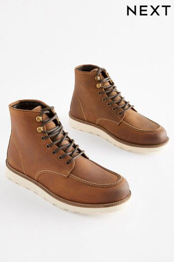Brown Leather Apron Mid Boots (104783) | £65