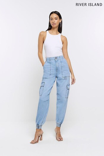 River Island Blue Pocketed Cargo Jeans (104835) | £43