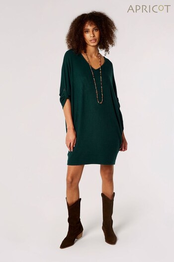 Apricot Green Heavy Soft Batwing Cocoon Dress (105031) | £35