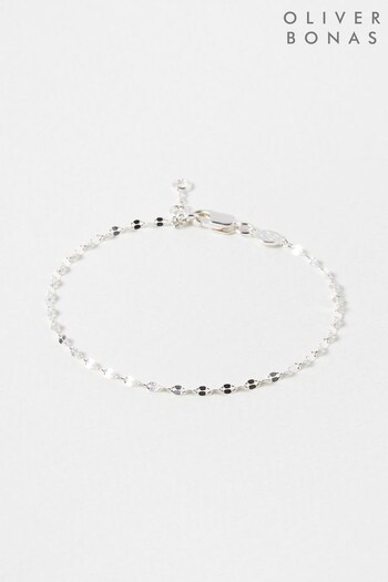 Oliver Bonas Silver Tone Renata Beaded Chain Bracelet (105092) | £36