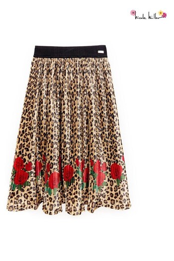Nicole Miller Natural Printed Pleated Knite Skirt (105199) | £35 - £38