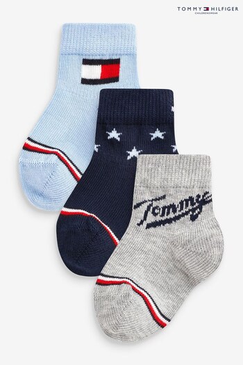 Tommy Hilfiger Baby Blue Iconic Socks 3 Pack (105388) | £13