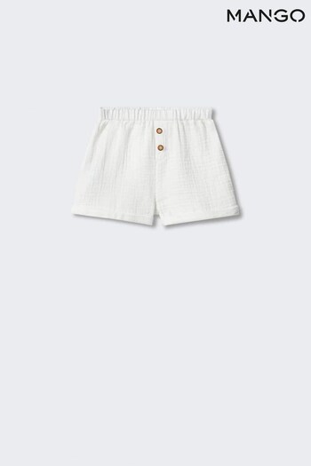 Mango Buttoned Cotton White Shorts sequins (105434) | £15